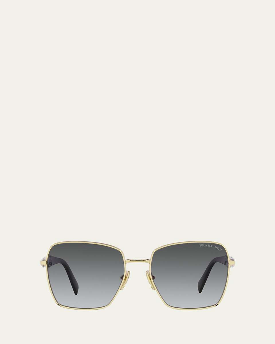 Engraved Logo Square Metal Sunglasses